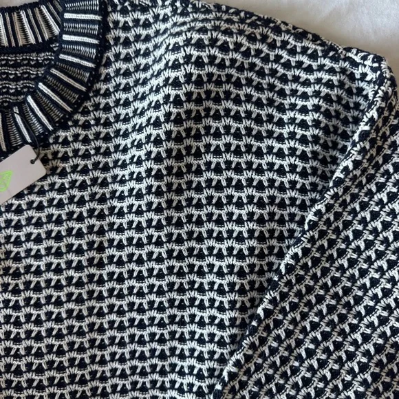 NWT NIC+ZOE Easy Tuck Stitch Pullover Sweater Split Neck Blue Size Medium - Picture 6 of 10